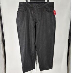 SPANX Faux Leather Black High Rise Shaping Pull-On Slim Straight Pants NWT